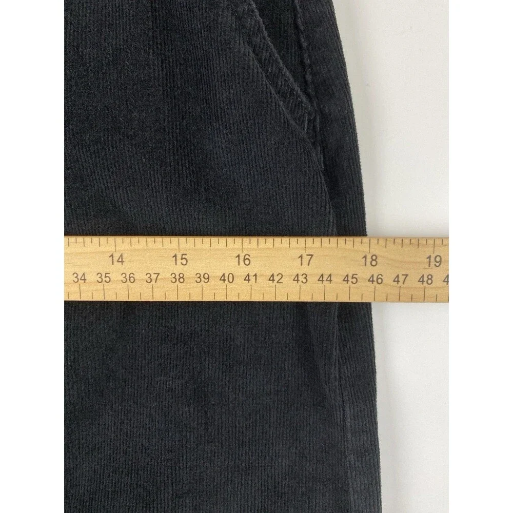 Time & Tru Black Corduroy Midi Skirt Size 4 Dark Academia Goth Romantic Grunge